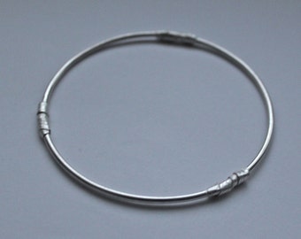 Handmade Sterling Silver Stacking Bangle with Silver Twists