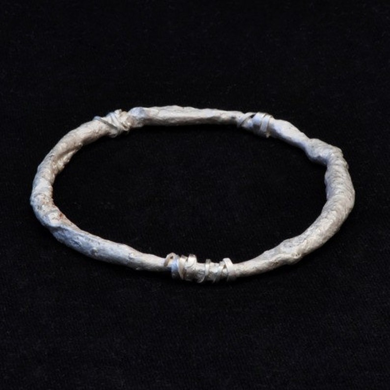 silver bangle Reticulated Silver Bangle with Silver Whirls contemporary bangle modern bangle reticulated bangle handmade silver bangle