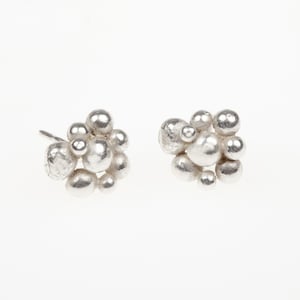 Silver Cluster Earrings, silver studs, stud earrings, modern earrings, contemporary earrings, handmade earrings, post earrings, granulation