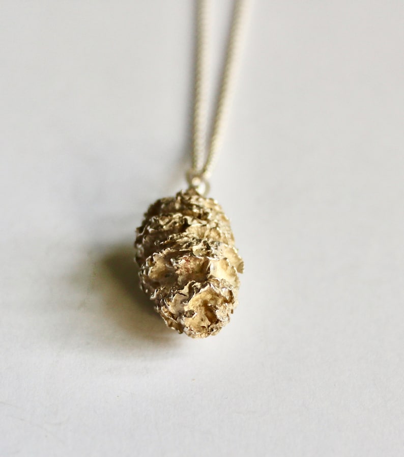 handmade necklace contemporary necklace natural form necklace modern necklace silver necklace Sterling Silver Pine Cone Necklace