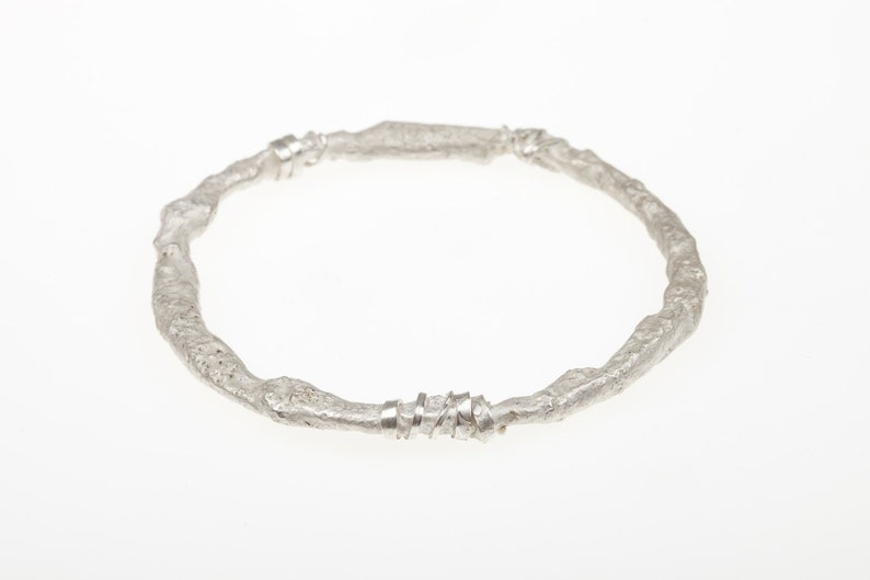 silver bangle Reticulated Silver Bangle with Silver Whirls contemporary bangle modern bangle reticulated bangle handmade silver bangle
