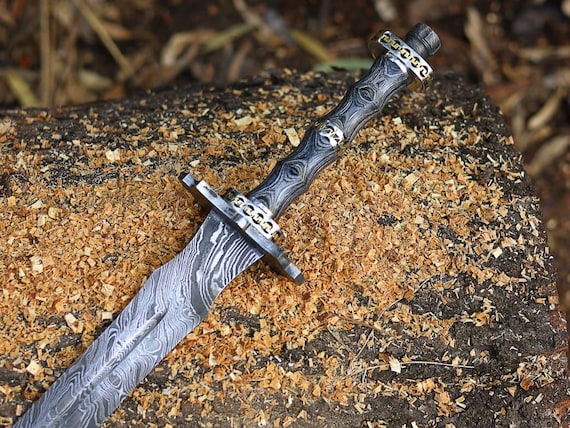 Real Viking Sword, Fully Ready Damascus Sword, Handmade Medieval Sword Blade, Men's Anniversary Gift - Free Leather Sheath