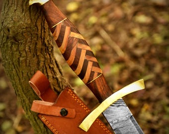 Viking Sword, Damascus Sword, Medieval Sword, Long Sword, Hand Forged Sword, Larp Sword, Viking Gifts, Groomsmen Gift, Gift for Him.
