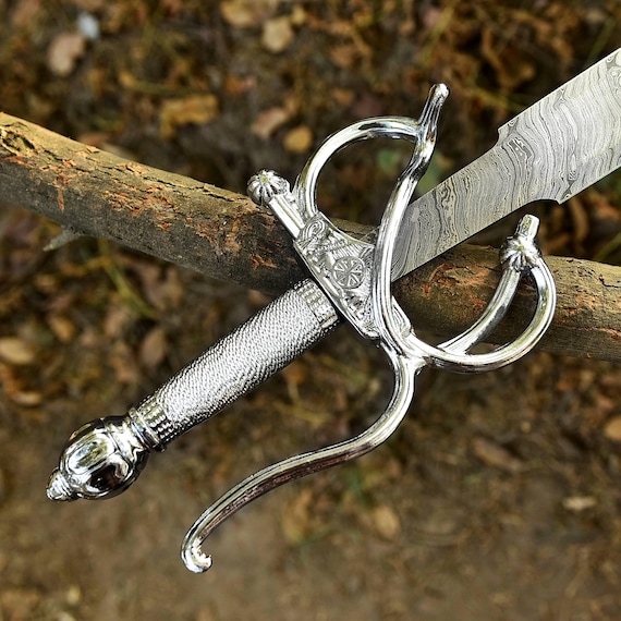 Viking Sword, Medieval Sword, Damascus Sword, Hand Forged Sword, Long Sword, Sword Blade, Real Sword with Leather Sheath, Groomsmen Gift.