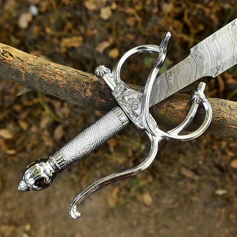 Viking Sword, Medieval Sword, Damascus Sword, Hand Forged Sword, Long Sword, Sword Blade, Real Sword with Leather Sheath, Groomsmen Gift. Sword for Sale, Viking Sword for Sale,Fantasy Sword, Sword for Cosplayer, Costume Weapon, Gift for Him.