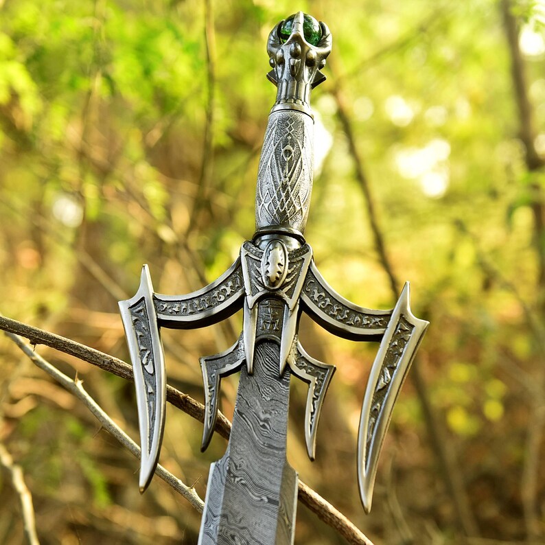Viking Sword, Medieval Sword, Damascus Sword, Hand Forged Sword, Long Sword, Sword Blade, Real Sword with Leather Sheath, Groomsmen Gift. Sword for Sale, Viking Sword for Sale,Fantasy Sword, Sword for Cosplayer, Costume Weapon, Gift for Him.