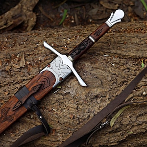 Handmade Damascus Sword | Medieval Viking Long Sword | Acient Style Inspired Blade image 7