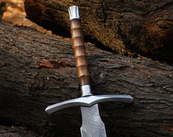 Damascus Sword | Medieval Sword | Sword Viking | Custom Roman Sword with Leather Sheath |  Groomsmen Gift | Birthday Gift | Viking Gifts