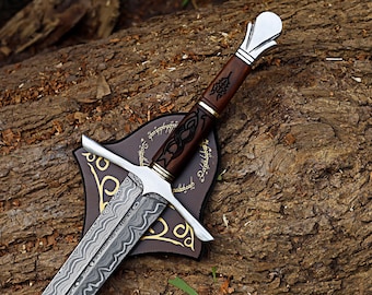 Handmade Damascus Sword, Medieval Viking Sword, Classic Real Long Sword, Ancient-Style  Inspired Blade