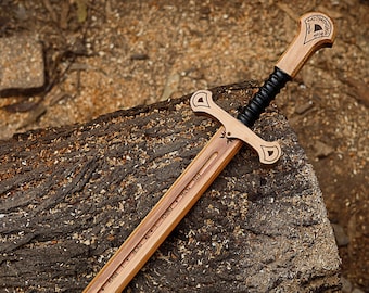 Hand Crafted Wooden Buster Prop Sword | Real Ash Wood Medieval Longsword | LARP Knight Training Toy for Kids & Adult Cosplay