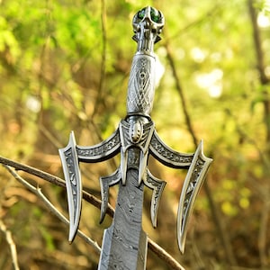 Damascus Sword, Viking Sword, Hand Forged Sword, Long Sword, Sword, Half-Tang Fantasy Sword, Larp Sword, Groomsmen Gift, Birthday Gift.