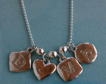 Single Sterling Silver Hand-Stamped Initial Charms Letter Pendants