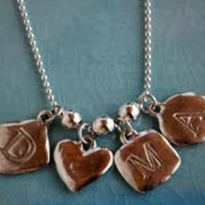 Single Sterling Silver Hand-Stamped Initial Charms Letter Pendants