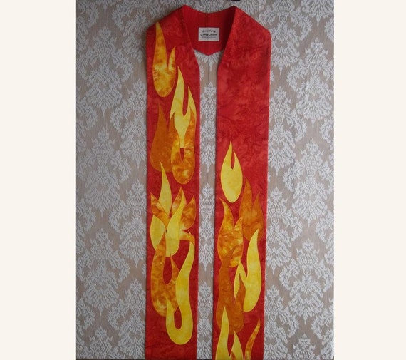 Red Clergy Stole with Dancing Flames and Dove for | Etsy