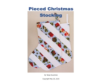 PDF Christmas Stocking Pattern - Pieced Front Technique - Printable Instruction Book - Print Pattern on 8.5 by 11 inch card stock