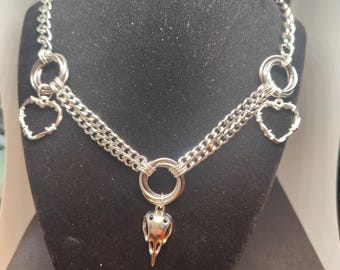 Mobius Ring Bird Skull Necklace