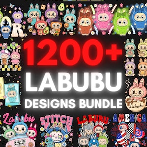 1200 Labubu-clipartbundel | Kawaii png-bestanden voor kerst en feestdagen | Sublimatieontwerpen schattig konijntje Labubu | Labubu voor stickers, knutselen, afdrukbaar