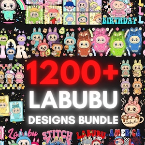 1200 Labubu-clipartbundel | Kawaii png-bestanden voor kerst en feestdagen | Sublimatieontwerpen schattig konijntje Labubu | Labubu voor stickers, knutselen, afdrukbaar