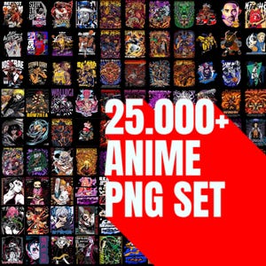 25.000+ Anime Png Set Designs High Quality with Transparent Background, Print on Demand Designs, T-Shirt Hoddies Clothes Anime PNG Download