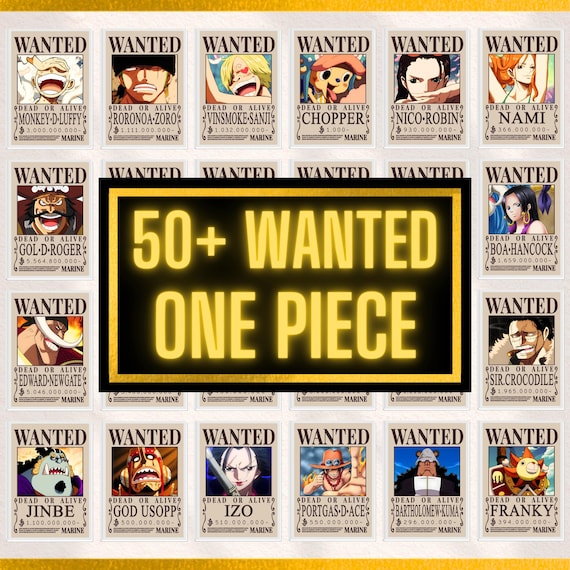 50+ Wanted Posters One Piece PNG BUNDLE, High Quality
