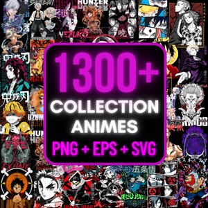 1300+ Anime Bundle Premium Designs with CLEAR Background, Perfect for Print on Demand, T-Shirt Hoddies Anime PNG, Anime SVG, Mega Pack Anime