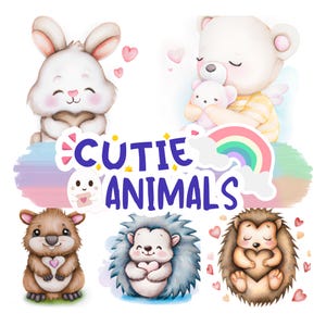 Watercolor Cute Animals Clipart Bundle Cute Animal PNG Watercolor Animals Cute Animal Bundle Baby Animals Printable Animals Clipart Bundle