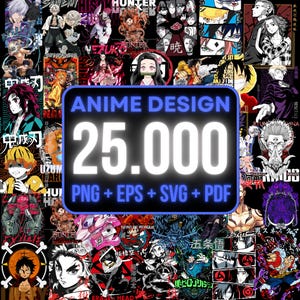 Mega Anime Bundle Designs with CLEAR Background, Perfect for Print on Demand,T-Shirt Hoddies Anime PNG, Anime SVG, Biggest Pack Anime Design