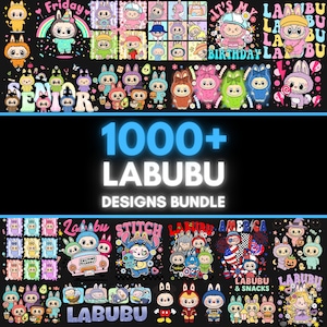 Labubu Designs 1000+ PNG-bundel | Kawaii schattige digitale stickers | schattige labubu png | labubu-figuren Kunst | labubu-download | Labubu, png-afbeelding (png)
