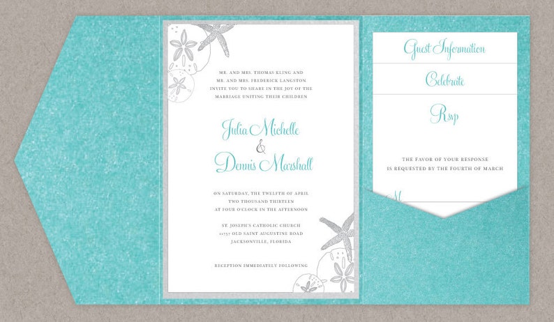 DIY Custom Wedding Invitation Suite Beach Sea Shells Design | Etsy