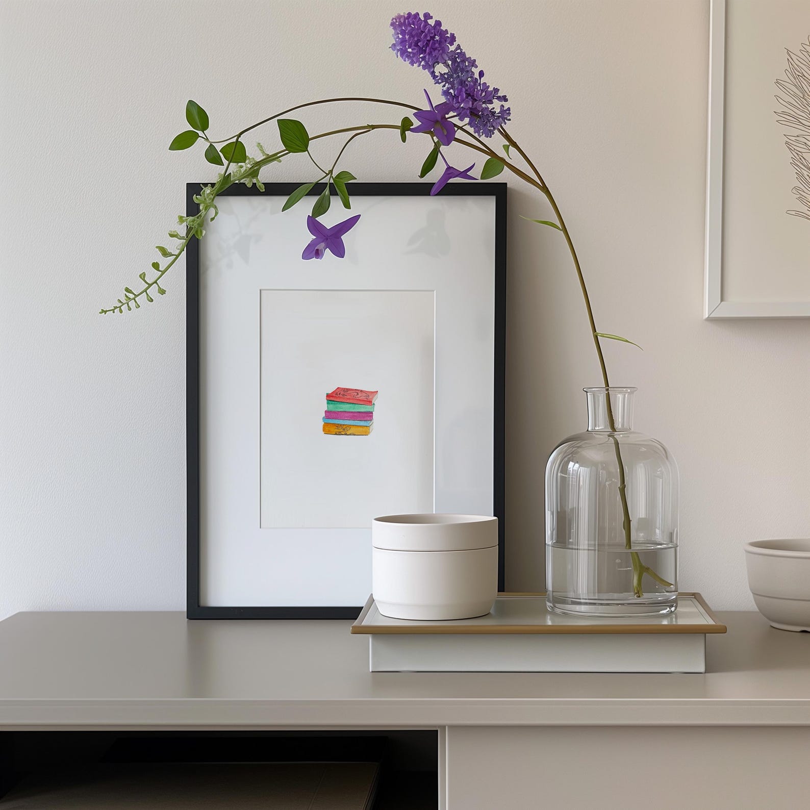 Minimalist ACOTAR Book Stack Watercolor Print | Book Lover Gift - Etsy