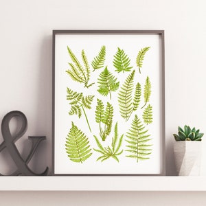 Ferns linocut print