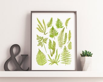 Ferns linocut print