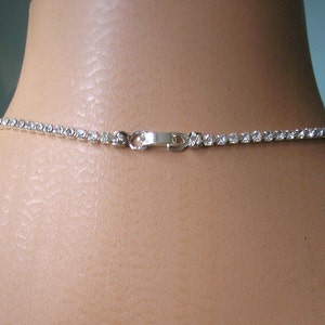 Single Strand Rhinestone GENDER NEUTRAL Choker, Faux Diamond Tennis Necklace, Bridesmaid Gift, Diamante, Sparkly Necklace, Minimalist Choker image 2