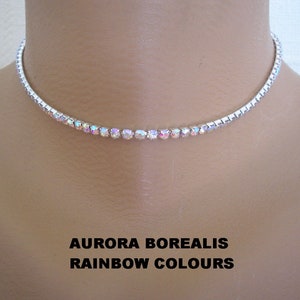 Faux Diamond Tennis Necklace, LGBTQ, Gender Neutral Rainbow Choker, AURORA BOREALIS, Rainbow Gift, Bridesmaids Gift, Sparkly Choker