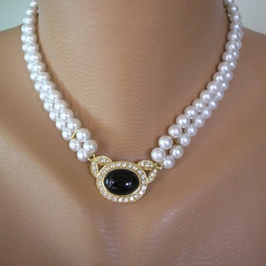 Vintage PIERRE CARDIN Pearl Choker, Vintage Pearl Choker, White Pearl Choker, Bridal Pearls, 1980s Jewelry, Two Strand Pearls, Wedding s