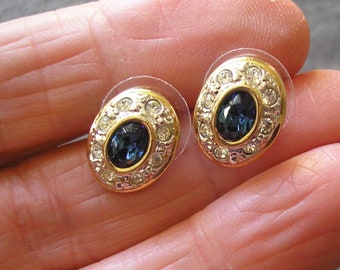 Montana Sapphire Rhinestone Earrings, Blue Crystal Stud Earrings, Sapphire Halo Earrings, Pavé Crystal Earrings, Blue Wedding Jewellery