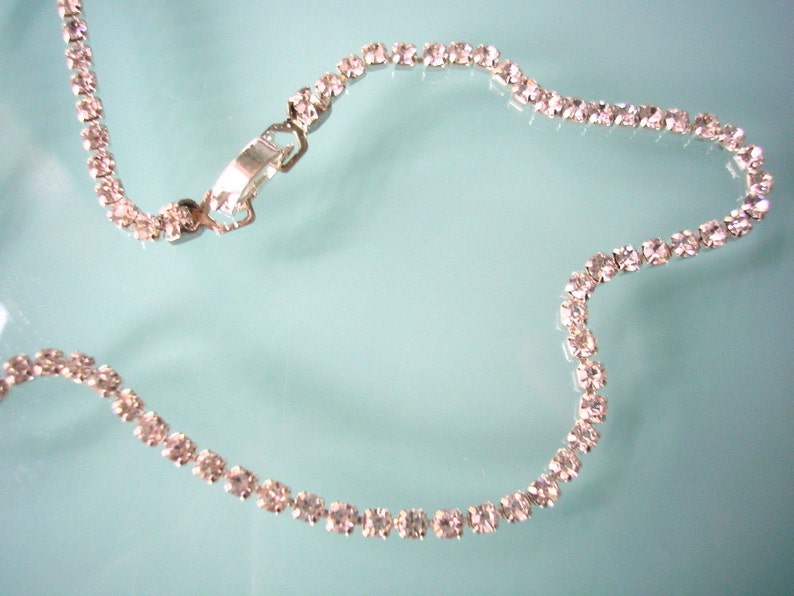 Single Strand Rhinestone GENDER NEUTRAL Choker, Faux Diamond Tennis Necklace, Bridesmaid Gift, Diamante, Sparkly Necklace, Minimalist Choker image 5