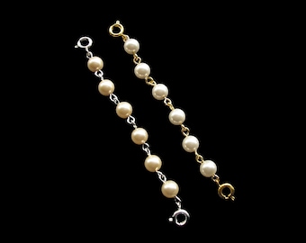 Pearl Necklace Extender With Spring Ring Clasps, Pearl Extender, Necklace Lengthener, Gold Extender, Silver Extender, Necklace Extender