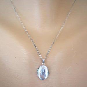 Vintage Silver Locket Pendant, Small Oval Silver Locket on Fine Chain, Silver Locket Necklace