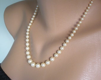 ROSITA Pearl Necklace, Vintage Pearls, Rosita Jewellery, Single Strand Pearls, Cream Pearls, Knotted Pearls, Vintage Wedding, Bridal Choker