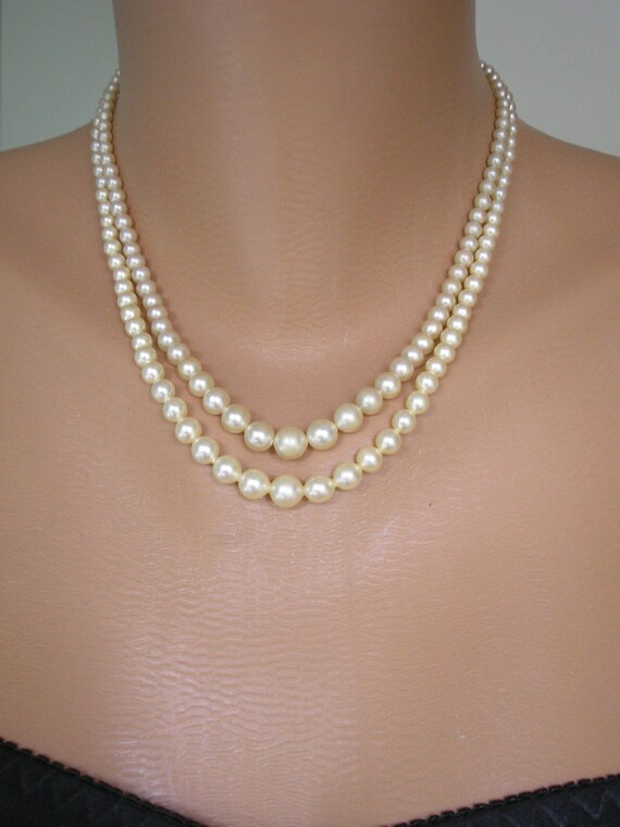 LOTUS Pearl Necklace 2 Strand Lotus 