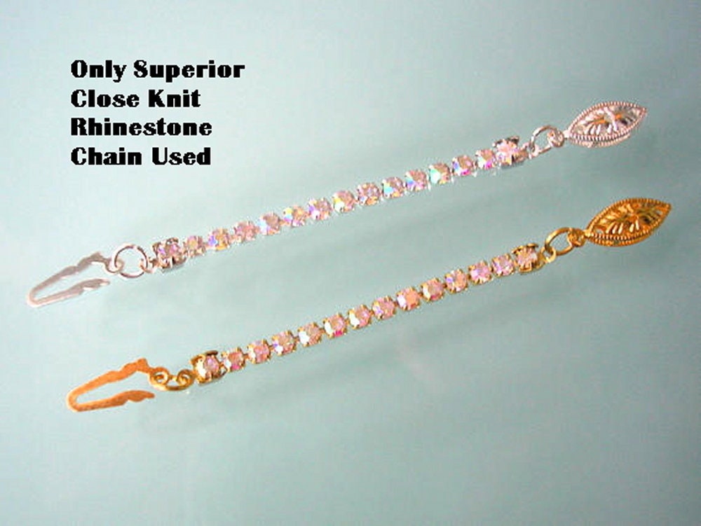 Rhinestone Necklace Extender, AURORA BOREALIS, AB, Fish Hook, Chain Extender, Necklace Lengthener, Gold, Silver Extender, Necklace Extension