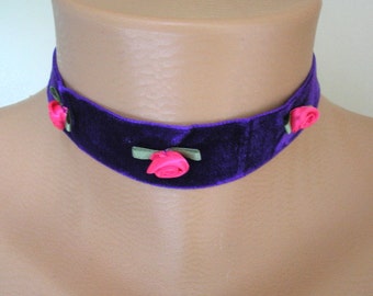 Purple Velvet Choker, Small Velvet Choker, Velvet Bridal Choker, Purple Wedding, Velvet Accessories, Necklet, Boho Wedding, Goth Wedding