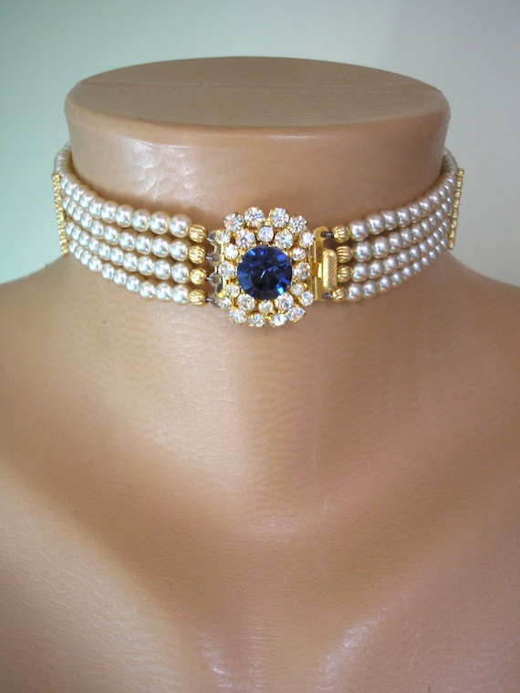 Vintage Pearl Choker With Sapphire Rhinestone, Earrings Available, Pearl Bridal Choker, Indian Bridal Choker, Bridal Jewelry, Princess Diana - Etsy Vintage Pearl Choker With Sapphire Rhinestone, Earrings Available, Pearl Bridal Choker, Indian Bridal Choker, Bridal Jewelry, Princess Diana - Etsy