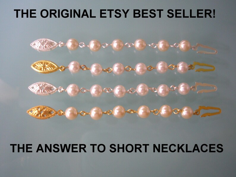 Pearl Necklace Extender With Fish Hook Clasp Pearl Extender Etsy