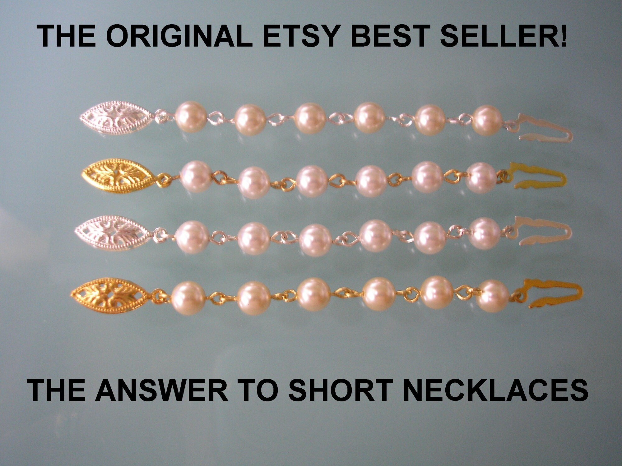 Pearl Necklace Extender With Fish Hook Clasp Pearl Extender Etsy