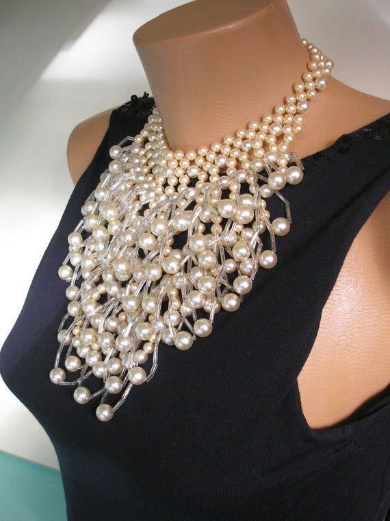 Pearl Statement Necklace, Pearl Statement Choker,