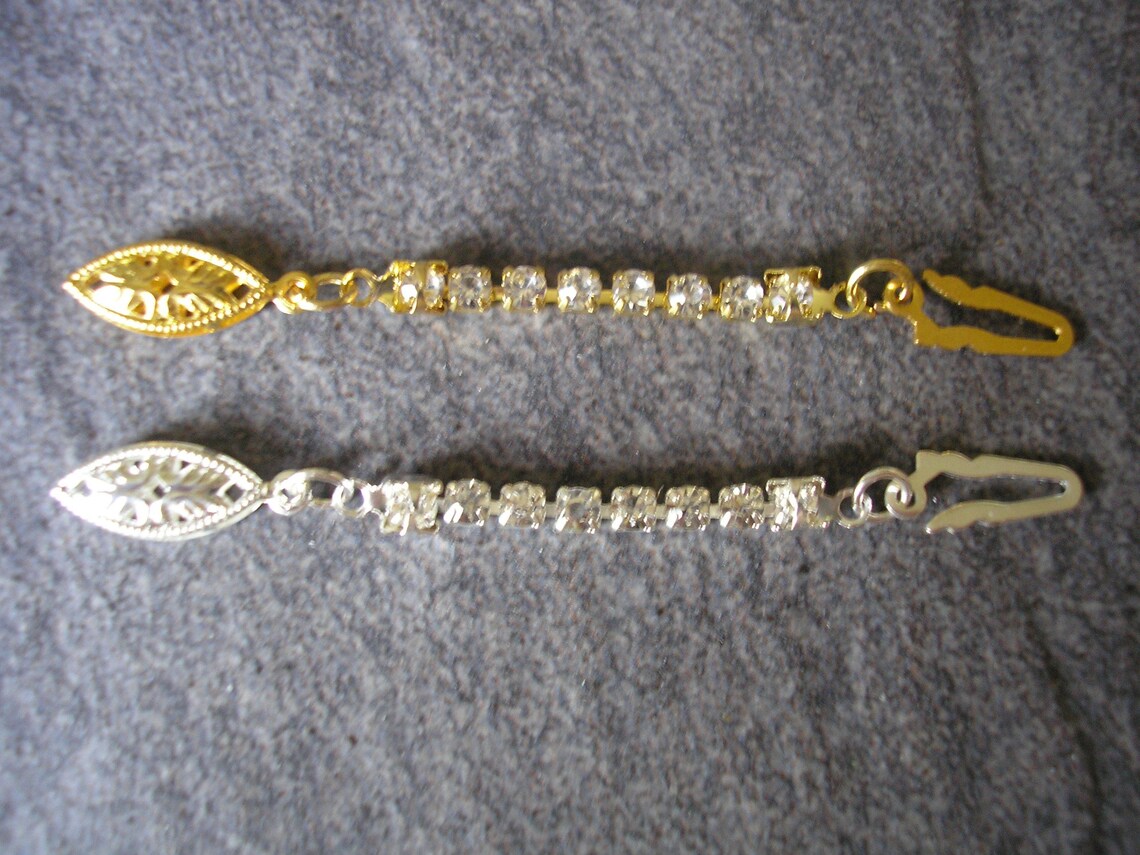 Rhinestone Necklace Extender With Fish Hook Clasp Rhinestone Etsy UK