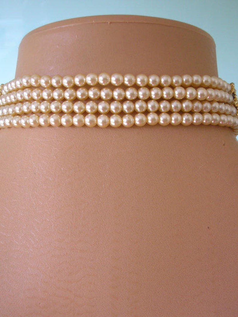 Vintage Pearl Choker With Rhinestone Clasp, Indian Bridal Choker, Pearl Choker, Bridal Jewelry, Gatsby, Sapphire, Emerald, Diamond, Art Deco image 6