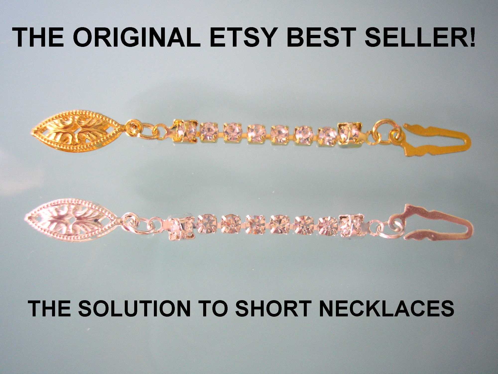 Rhinestone Necklace Extender With Fish Hook Clasp Rhinestone Etsy UK